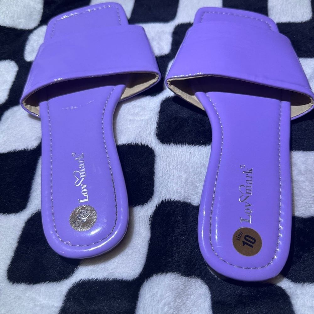 Purple Lilac Slides Sandals Flats